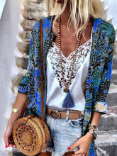Load image into Gallery viewer, Casual Retro Lace Printed Beach Blouse
