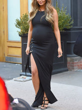 Load image into Gallery viewer, Maternity Fashion Split Sleeveless Long Dress
