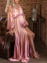 Load image into Gallery viewer, Maternity Elegant Solid Color Strapless Loose Dress  
