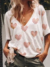 Load image into Gallery viewer, V-neck Plus Size Love Fashion Pullover Top
