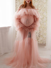 Load image into Gallery viewer, Maternity Dress Elegant Solid Color Soft Yarn Photo Dress
