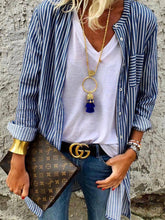 Load image into Gallery viewer, Cardigan Jacket Long Sleeve Striped Shirt Ladies
