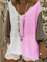 Load image into Gallery viewer, Colorblock V-Neck Long-Sleeved T-Shirt And Shorts Suit
