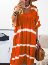 Load image into Gallery viewer, Printed Striped Long V-Neck Dress Women
