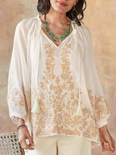 Load image into Gallery viewer, Round Neck Embroidery Elegant Casual Top
