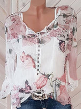 Load image into Gallery viewer, V-neck Button Top Chiffon Shirt
