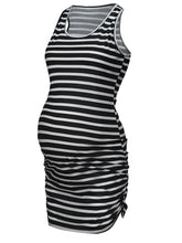 Load image into Gallery viewer, Maternity Fashion Stripe Sleeveless Midi Dress
