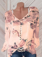 Load image into Gallery viewer, V-neck Button Top Chiffon Shirt
