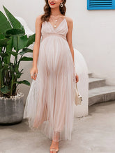 Load image into Gallery viewer, Maternity Sexy V-Neck Organza Stripe Strapless Slim Dress
