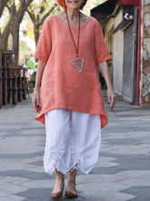 Load image into Gallery viewer, Women's Casual Linen Top And Drawstring Trousers Set
