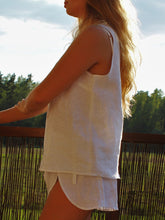 Load image into Gallery viewer, Women's Linen White Vest And Irregular Shorts Suit
