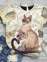 Load image into Gallery viewer, Cat Leaf Vintage Print T-shirt
