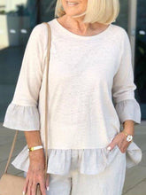 Load image into Gallery viewer, Round Neck Lotus Sleeve Elegant Casual Top
