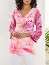 Load image into Gallery viewer, V-neck Printed 7-point Sleeve Top Women's Summer

