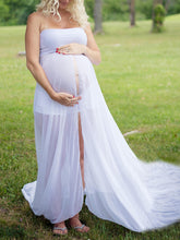 Load image into Gallery viewer, Maternity Sexy White Sleeveless Wrapped Chest Long Dress
