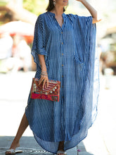 Load image into Gallery viewer, Fashion Bat Sleeves Loose Casual Dress
