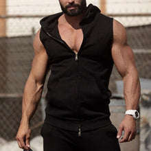 Load image into Gallery viewer, Men's Fashion Solid Color Sleeveless Hooded Sports Vest
