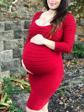 Load image into Gallery viewer, Maternity Slim Casual Solid Color Long Sleeve Dress
