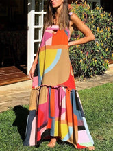 Load image into Gallery viewer, Women's Fashion Print Round Neck Sleeveless Holiday Dress
