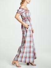 Load image into Gallery viewer, Women's Fashion Off-The-Shoulder Check Jumpsuit
