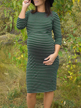 Load image into Gallery viewer, Maternity Casual Striped 3/4 Sleeve Nursing Dress
