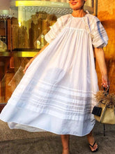 Load image into Gallery viewer, White Short Balloon Sleeve Oversize Maxi Dress

