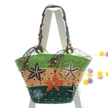 Load image into Gallery viewer, Embroidered Starfish Straw Bead Weave Women's Bag
