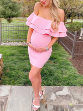 Load image into Gallery viewer, Maternity Casual Sexy Slim Solid Color Off-shoulder Dress
