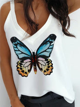 Load image into Gallery viewer, Butterfly Print V-neck Top Loose T-shirt
