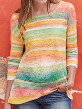 Load image into Gallery viewer, Maternity Rainbow Rainbow Stripe Print T-Shirt
