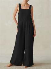 Load image into Gallery viewer, Women's Sleeveless Strappy Wide Legged Button Jumpsuits
