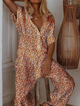 Load image into Gallery viewer, Women's Floral Short Sleeve Button Casual Jumpsuit
