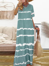 Load image into Gallery viewer, Printed Striped Long V-Neck Dress Women

