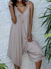 Load image into Gallery viewer, Women's V-Neck Loose Elastic Suspenders Jumpsuit
