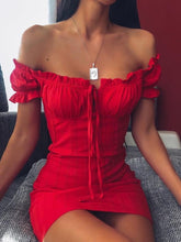 Load image into Gallery viewer, Women's Fashion Off Shoulder Smocked Bodycon Dress
