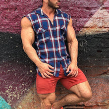 Load image into Gallery viewer, Men's Casual Fashion Plaid Printed Sleeveless T-shirt
