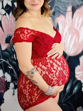 Load image into Gallery viewer, Lace Hollow Elastic Photo Maternity Jumpsuit Dress
