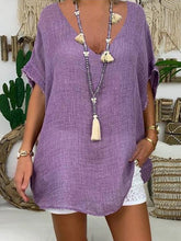 Load image into Gallery viewer, Women's Loose V-Neck Solid T-shirt And Shorts Suit

