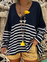 Load image into Gallery viewer, V-Neck Stripe Patch Casual Top And Polka Dot Shorts

