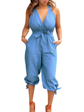 Load image into Gallery viewer, Women's Fashion Casual Backless V-Neck Strappy Jumpsuit
