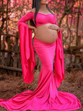 Load image into Gallery viewer, Maternity Elegant Solid Color Strapless Two-piece Photo Dress

