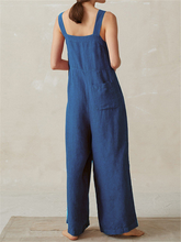 Load image into Gallery viewer, Women's Sleeveless Strappy Wide Legged Button Jumpsuits
