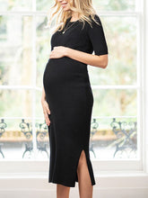 Load image into Gallery viewer, Maternity Casual Solid Color Split Midi Dress
