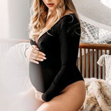 Load image into Gallery viewer, Casual Long Sleeve Elastic Photo Maternity Jumpsuit Dress
