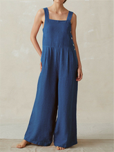 Load image into Gallery viewer, Women's Sleeveless Strappy Wide Legged Button Jumpsuits
