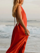 Load image into Gallery viewer, Ruffled Backless Split-side Halter-Neck Maxi Dress
