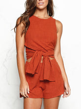 Load image into Gallery viewer, Women's Sexy Cross Strap Casual Cotton And Linen Suit
