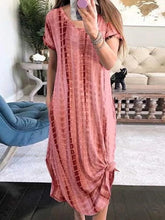 Load image into Gallery viewer, Women's Casual Printed Round Neck Short Sleeve Long Dress
