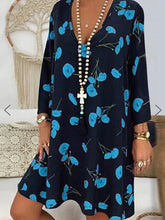 Load image into Gallery viewer, V-neck Loose Print Long Sleeve Dress Women
