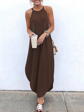 Load image into Gallery viewer, Round Neck Hanging Neck Sling Wide Loose Casual Dress
